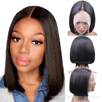 Cheap Lace Wig Vendor Wholesale Virgin Brazilian Hair Wigs Natural 13x4 T Part Lace Short Bob Human Hair Lace Front Wigs